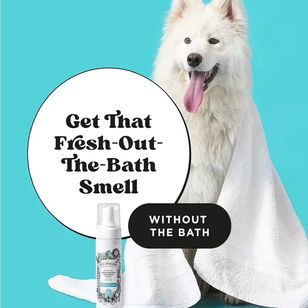 2x Pet-Pourri Rinse Free Dog Shampoo Foam Deodorizing Dry Wash For Pets 6oz Each